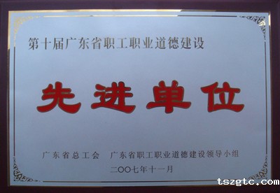 4. 2007年11月,学院被广东省总工会 广东省职工职业道德建设领导小组评为第十届广东省职工道德建设先进单位.jpg